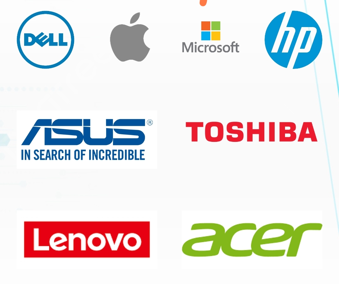 Top Laptop Brands We Service - Dell, Apple, Microsoft, HP, ASUS, Toshiba, Lenovo, Acer